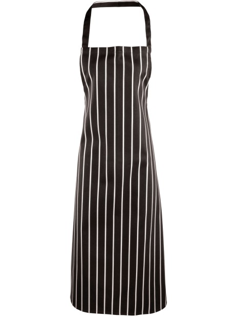 PREMIER Tablier à bavette rayé noir/blanc personnalisable