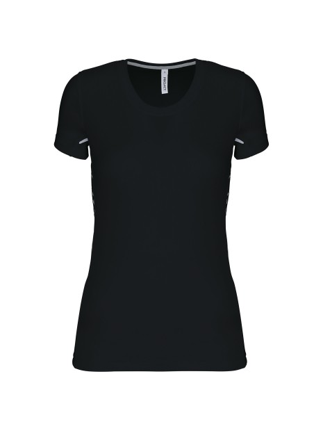 PROACT T-shirt de sport bi-matière manches courtes femme noir/argent personnalisable
