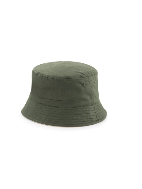 BEECHFIELD REVERSIBLE BUCKET HAT Olive Green/Stone personnalisable