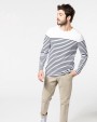 T-shirt KARIBAN Gestreept heren-t-shirt lange mouwen voor bedrukking &amp; borduring