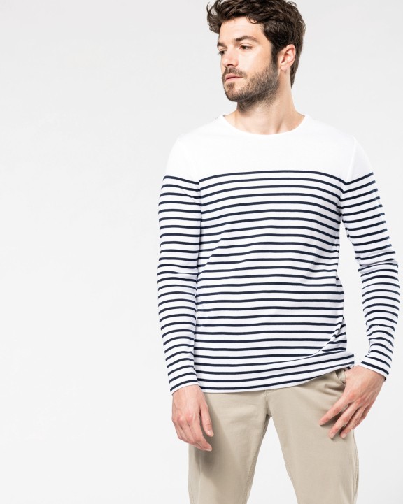 T-shirt KARIBAN Gestreept heren-t-shirt lange mouwen voor bedrukking &amp; borduring