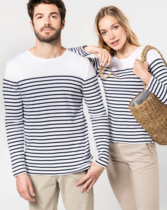 T-shirt KARIBAN Gestreept heren-t-shirt lange mouwen voor bedrukking &amp; borduring