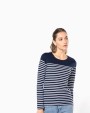 T-shirt KARIBAN Gestreept dames-t-shirt lange mouwen voor bedrukking &amp; borduring
