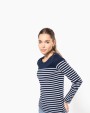 T-shirt KARIBAN Gestreept dames-t-shirt lange mouwen voor bedrukking &amp; borduring