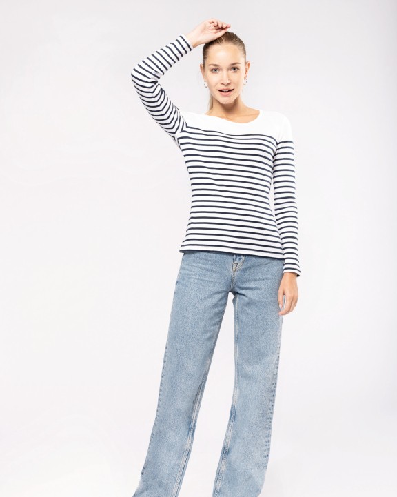 KARIBAN Damen-Marineshirt Langarm T-Shirt personalisierbar