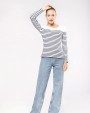 T-shirt KARIBAN Gestreept dames-t-shirt lange mouwen voor bedrukking &amp; borduring