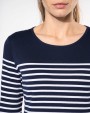 T-shirt KARIBAN Gestreept dames-t-shirt lange mouwen voor bedrukking &amp; borduring