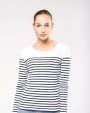 T-shirt KARIBAN Gestreept dames-t-shirt lange mouwen voor bedrukking &amp; borduring