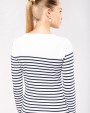 T-shirt KARIBAN Gestreept dames-t-shirt lange mouwen voor bedrukking &amp; borduring