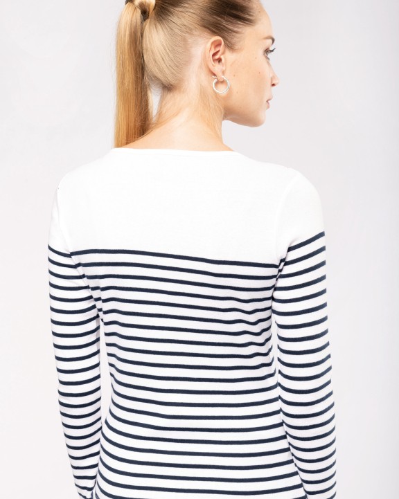 T-shirt KARIBAN Gestreept dames-t-shirt lange mouwen voor bedrukking &amp; borduring