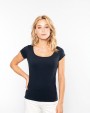 T-shirt KARIBAN Dames-t-shirt korte mouwen met boothals voor bedrukking &amp; borduring