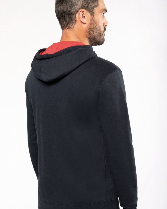 KARIBAN HERREN-KAPUZENSWEATSHIRT BICOLOR mit Reißverschluss Sweatshirt personalisierbar
