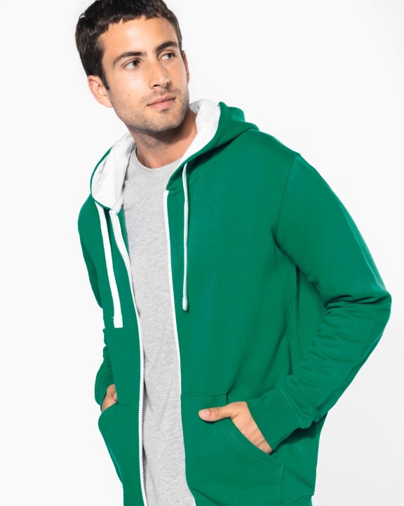 KARIBAN HERREN-KAPUZENSWEATSHIRT BICOLOR mit Reißverschluss Sweatshirt personalisierbar