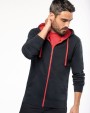 KARIBAN HERREN-KAPUZENSWEATSHIRT BICOLOR mit Reißverschluss Sweatshirt personalisierbar