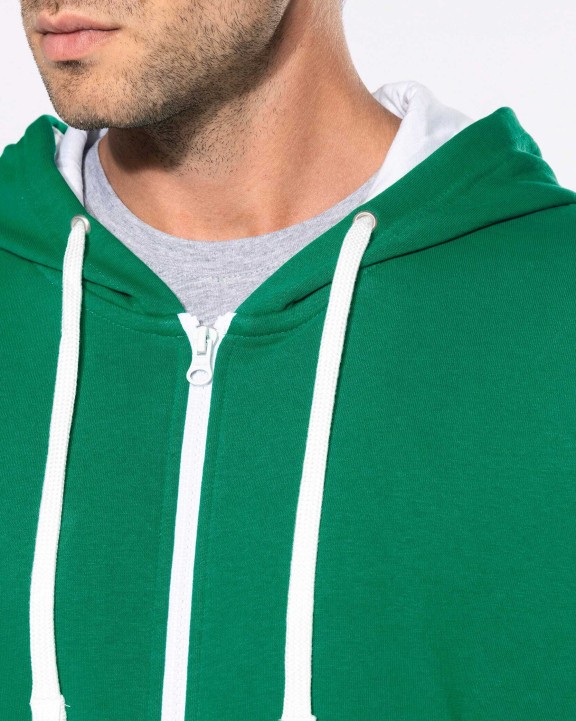 KARIBAN HERREN-KAPUZENSWEATSHIRT BICOLOR mit Reißverschluss Sweatshirt personalisierbar