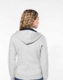 KARIBAN DAMEN-KAPUZENSWEATSHIRT BICOLOR mit Reißverschluss Sweatshirt personalisierbar