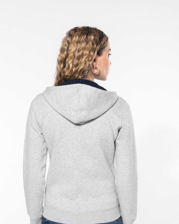 KARIBAN DAMEN-KAPUZENSWEATSHIRT BICOLOR mit Reißverschluss Sweatshirt personalisierbar
