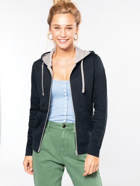 Sweat-shirts à personnaliser KARIBAN Sweat-shirt zippé capuche contrastée femme 