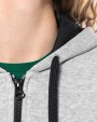 KARIBAN DAMEN-KAPUZENSWEATSHIRT BICOLOR mit Reißverschluss Sweatshirt personalisierbar