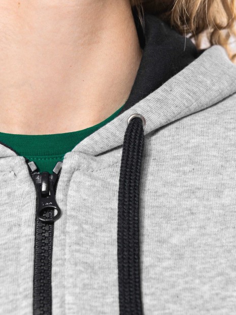 Sweat-shirts à personnaliser KARIBAN Sweat-shirt zippé capuche contrastée femme 