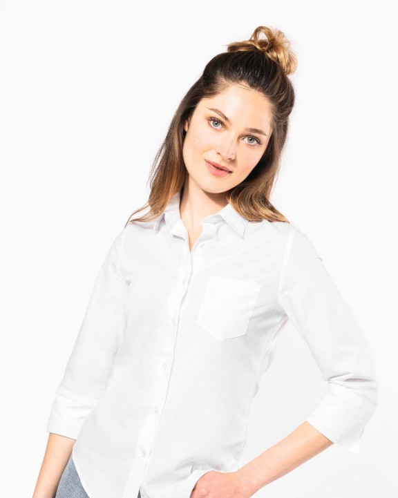 Chemise personnalisable KARIBAN Chemise popeline polycoton manches 3/4 entretien facile femme