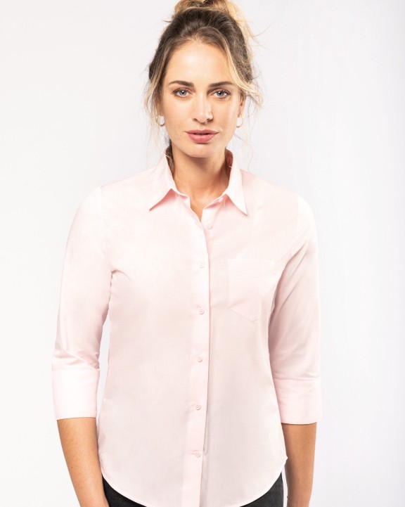 KARIBAN Popeline Hemd Baumwollpolyester 3/4-Ärmel pflegeleicht für Damen Hemd personalisierbar