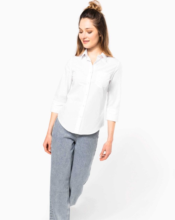 Chemise personnalisable KARIBAN Chemise popeline polycoton manches 3/4 entretien facile femme