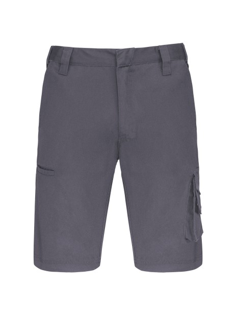 WK. DESIGNED TO WORK Bermuda de travail multipoches gris convoi personnalisable