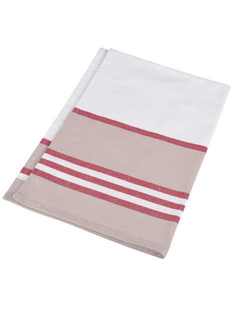 KARIBAN Essuie-vaisselle à rayures blanc/rouge personnalisable