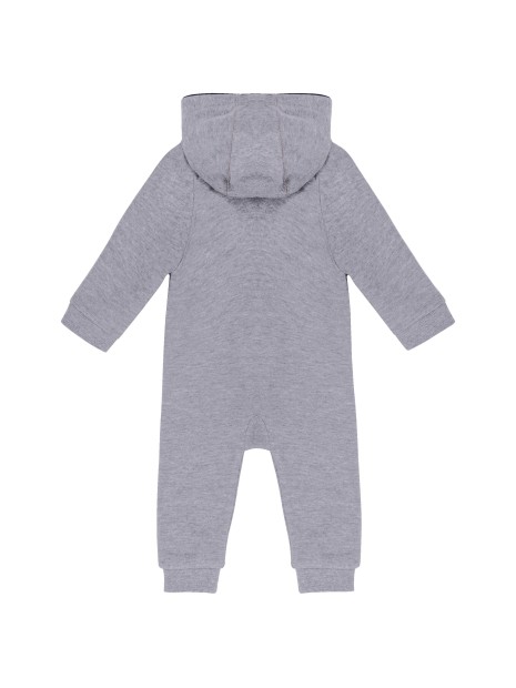 KARIBAN Grenouillère bébé avec capuche gris oxford/marine personnalisable