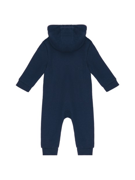 KARIBAN Grenouillère bébé avec capuche marine/gris oxford personnalisable