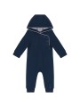 KARIBAN Grenouillère bébé avec capuche marine/gris oxford personnalisable
