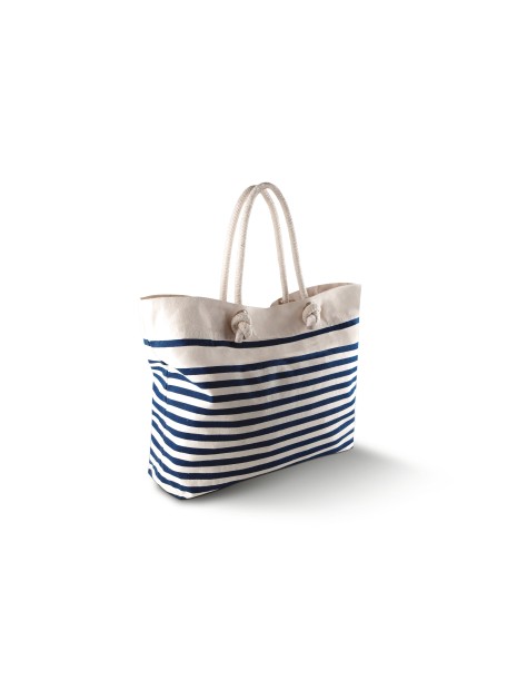 KIMOOD Sac de plage naturel/bleu marine personnalisable
