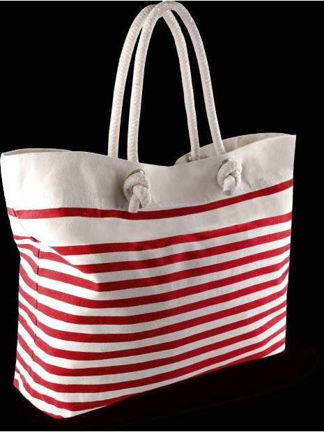 KIMOOD Sac de plage naturel/rouge personnalisable