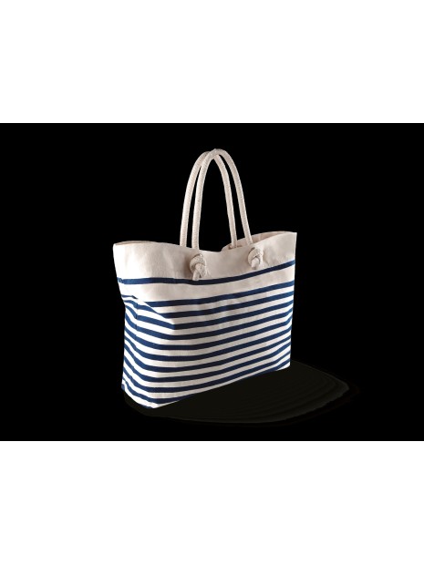 KIMOOD Sac de plage naturel/bleu marine personnalisable