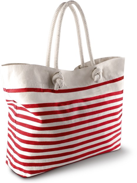 KIMOOD Sac de plage naturel/rouge personnalisable