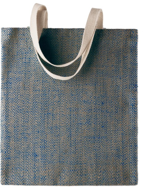 KIMOOD Sac en toile de jute teint 100% naturel natural / blue ink personnalisable