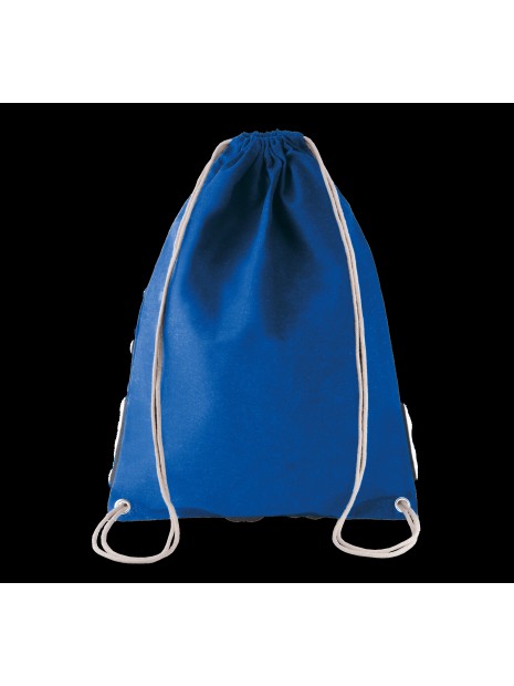 KIMOOD Sac à dos en coton avec cordelettes bleu royal fonce personnalisable