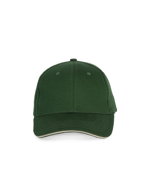 K-UP Casquette avec sandwich contrasté - 6 panneaux vert forêt/beige personnalisable