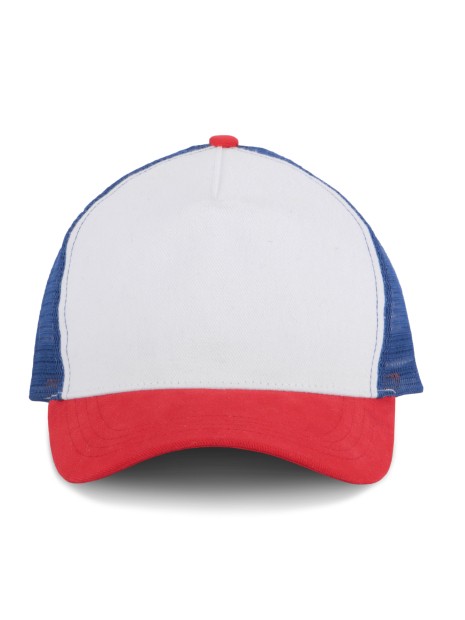 K-UP Casquette trucker - 5 panneaux white / french red / reflex blue personnalisable