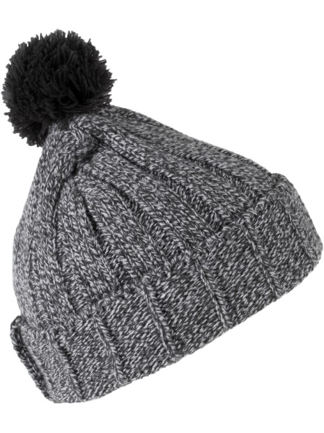 K-UP Bonnet à pompon avec revers grey melange / dark grey personnalisable