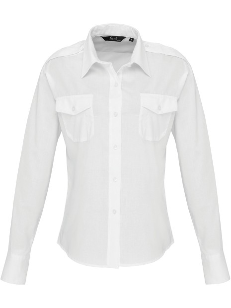 PREMIER Chemise Femme manches longues Pilote blanc personnalisable