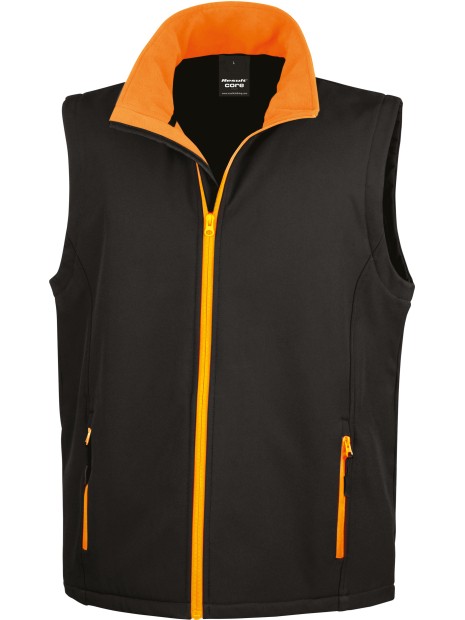 RESULT Bodywarmer Softshell Homme Printable noir/orange personnalisable