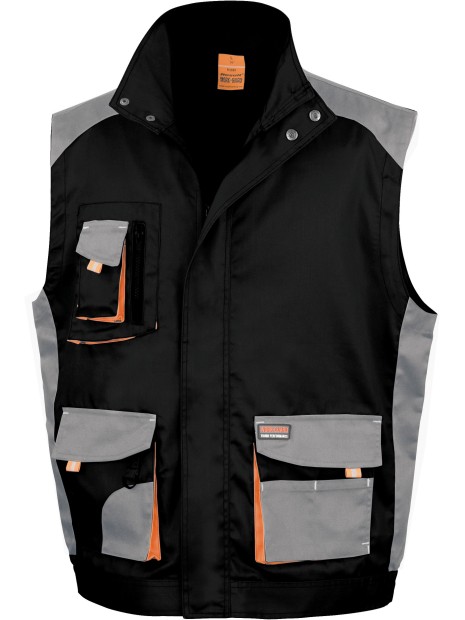 RESULT Gilet multipoches Lite black/grey/orange personnalisable