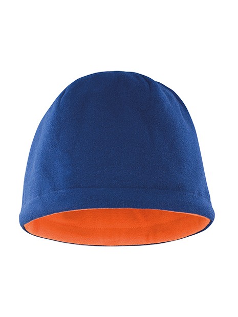 RESULT Reversible Fleece Skull Hat bleu marine/orange personnalisable