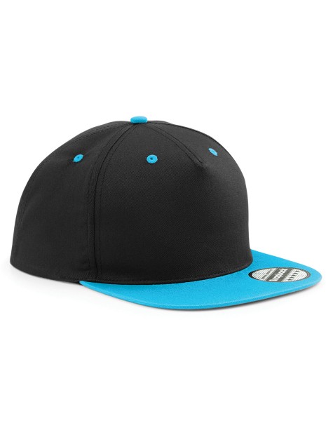 BEECHFIELD Casquette Snapback contrastée - 5 panneaux noir/bleu surf personnalisable