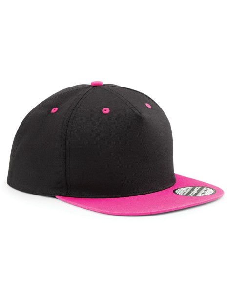 BEECHFIELD Casquette Snapback contrastée - 5 panneaux BLACK/FUCHSIA personnalisable