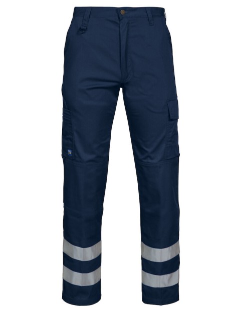 PROJOB 2517 PANTALON CORDURA + BANDES HV bleu marine personnalisable