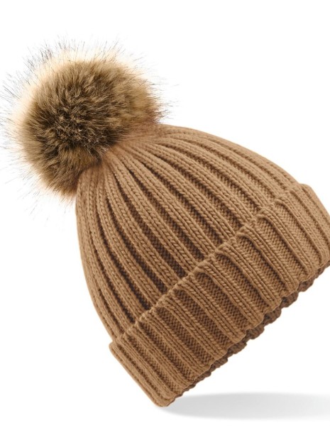 Bonnets, Écharpes & Gants à personnaliser BEECHFIELD Bonnet epais avec pompon en fausse fourrure 