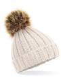 BEECHFIELD Bonnet epais avec pompon en fausse fourrure OATMEAL personnalisable